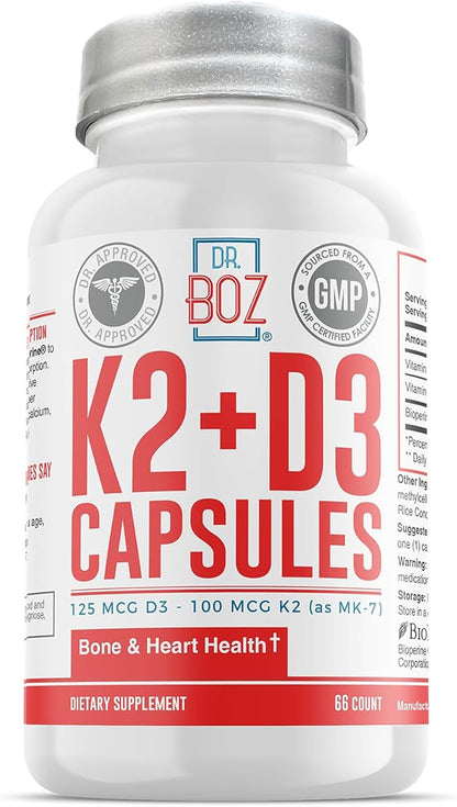Dr. Boz - K2+D3 Capsules [66 K2 (MK-7) (MK-7) + D3 with 5000iu (D3) (D3) - 400iu (K2) (K2)