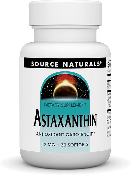 Source Naturals Astaxanthin, Antioxidant Carotenoid, 12mg 30 Softgels