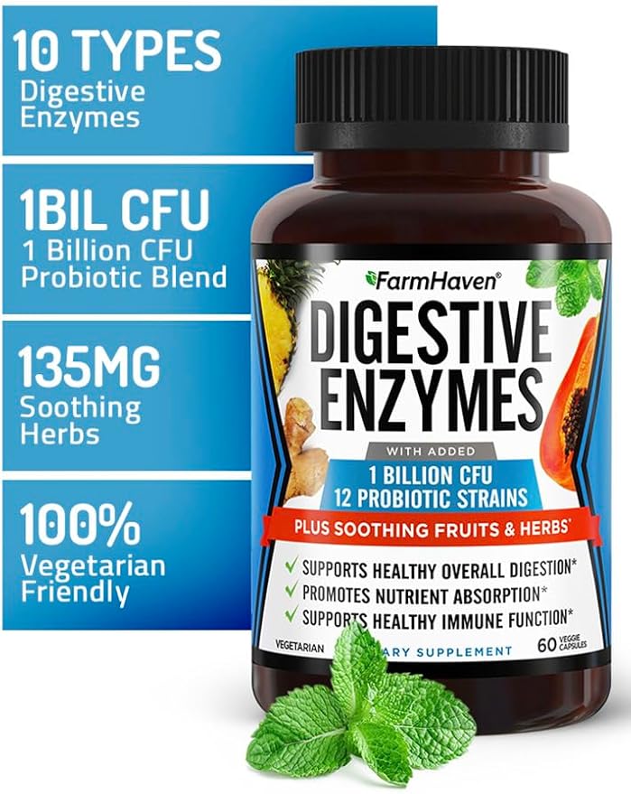 FarmHaven Digestive Enzymes with 18 Probiotics 60 Capsules