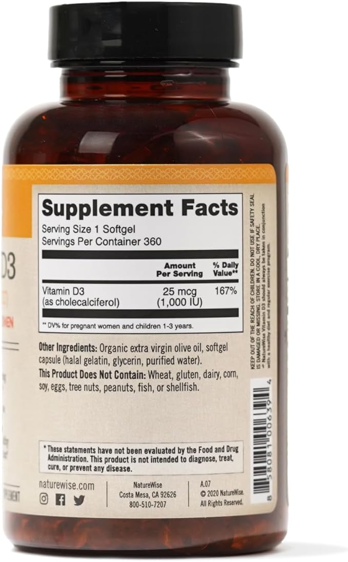 NatureWise Vitamin D3 1000iu (25 mcg) 360 Count