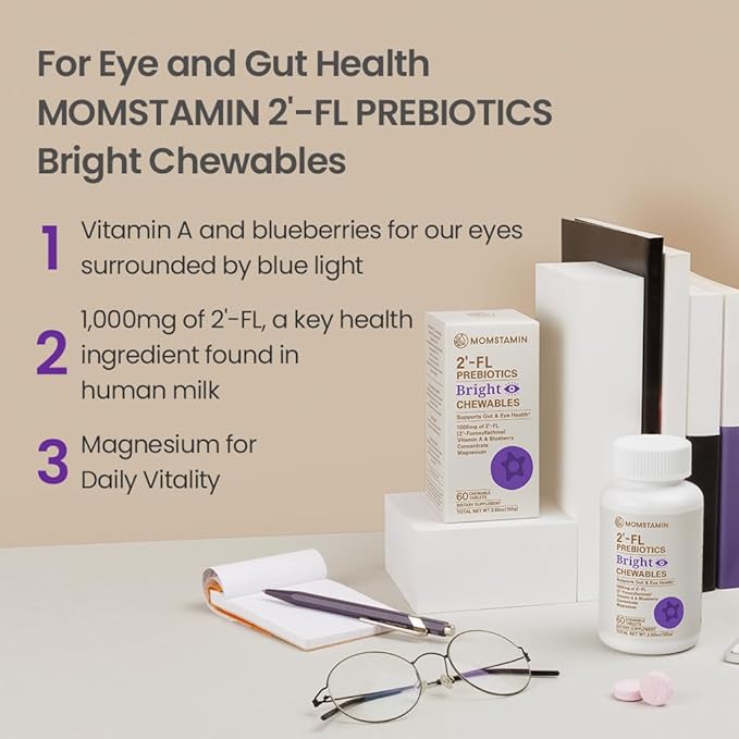 MOMSTAMIN 2'-FL Prebiotics Bright Chewable Tablet 2 Fucosyllactose 60 Tablets