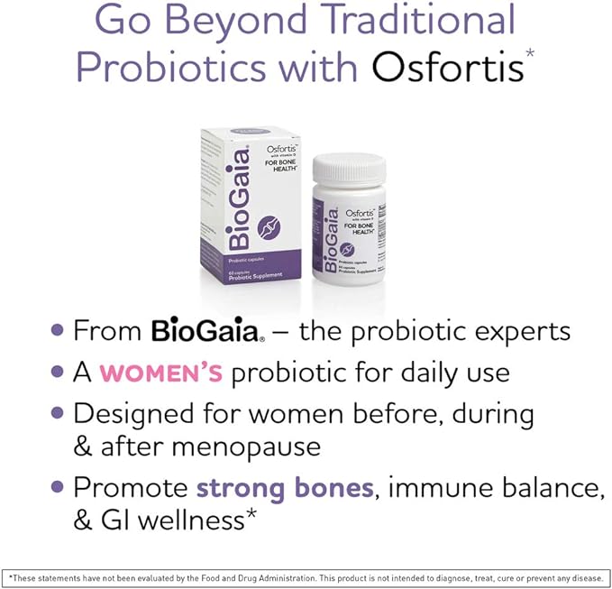 BioGaia Osfortis, Women’s Probiotic for Strong 6475, 60 60 Capsules, 1 Pack