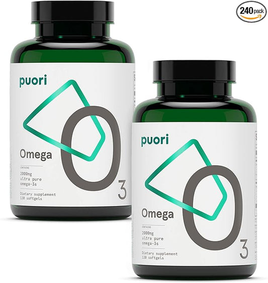 Puori Omega 3 Fish Oil 2000mg - 240 Softgels O3-2000mg EPA 1250mg DHA 500mg