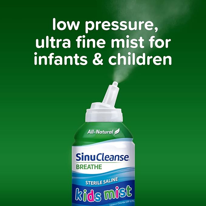 SinuCleanse Sterile Saline Kids Nasal Spray, 4.5 Oz (2 Pack),
