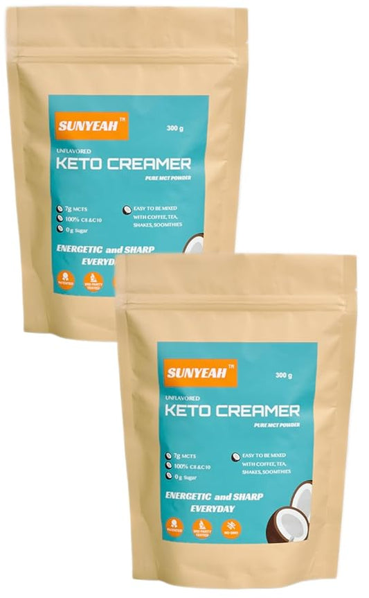 SUNYEAH MCT Powder- MCT Oil Powder, 600 g, KETO Coffee Creamer, Pure C8 C10, No-Sugar, From coconut, Excellent in Coffee, Tea, Water, Shakes, Smoothies, Unflavoured, No-GMO (2)