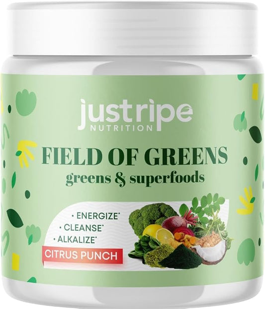Field of Greens Superfood Powder with Organic Spirulina, Chlorella, Beet Root Powder - Bacillus Coagulans Probiotic, A Plant-Based Mix Supporting Gut Health, Immunity, Bloom into Health, 28 Scoops (1)