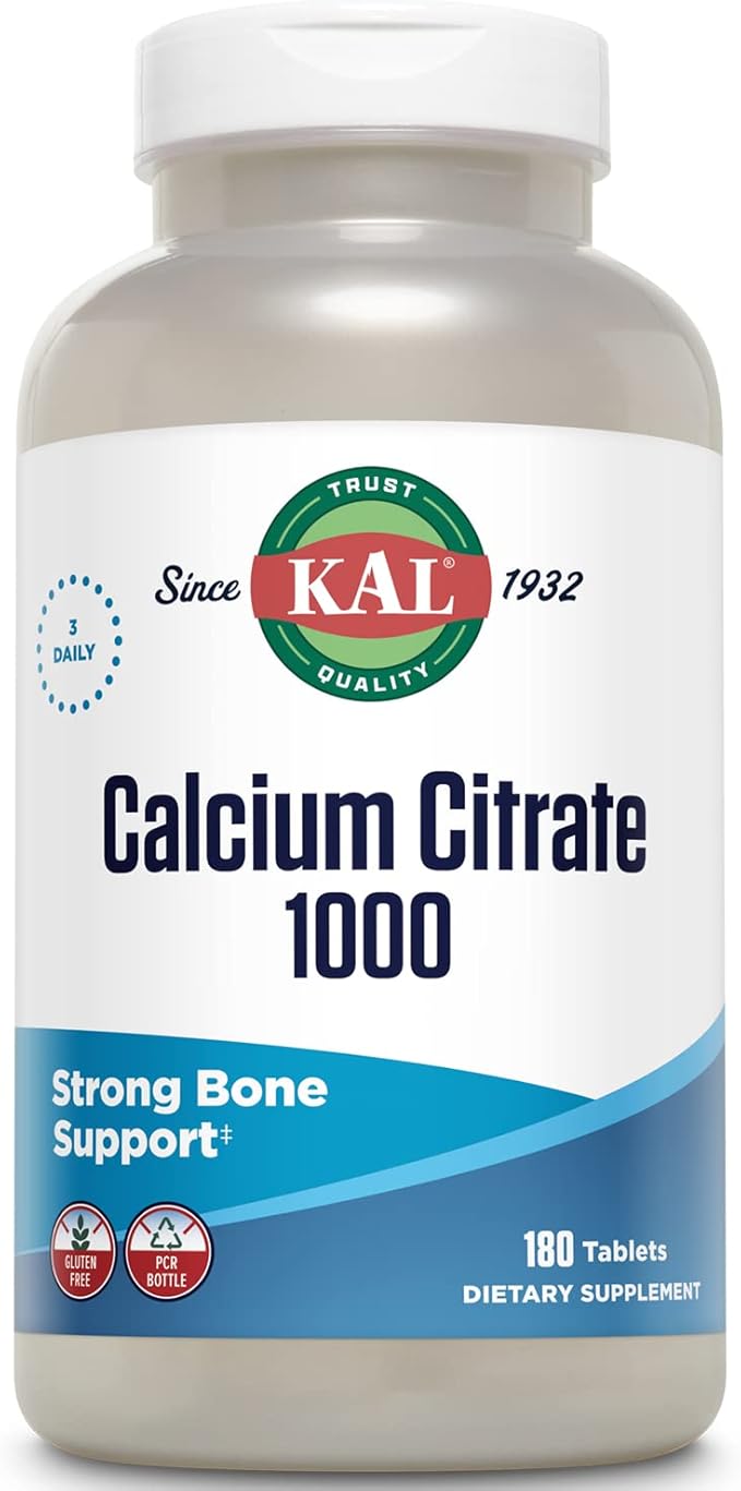 KAL Calcium Citrate 1000mg, Calcium Supplements 60 Servings, 180 Tablets