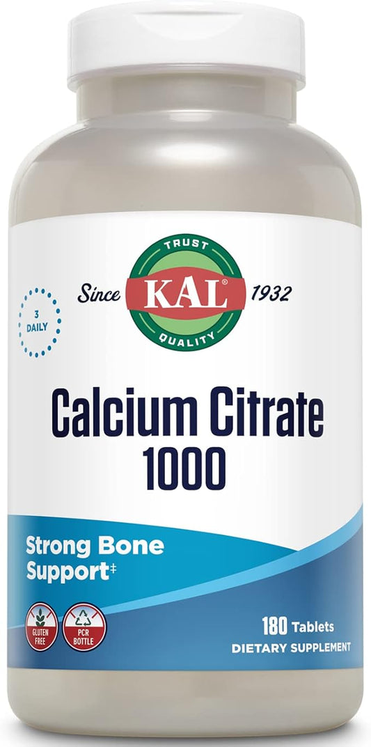 KAL Calcium Citrate 1000mg, Calcium Supplements 60 Servings, 180 Tablets