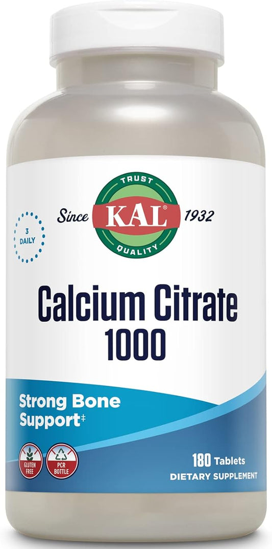 KAL Calcium Citrate 1000mg, Calcium Supplements 60 Servings, 180 Tablets