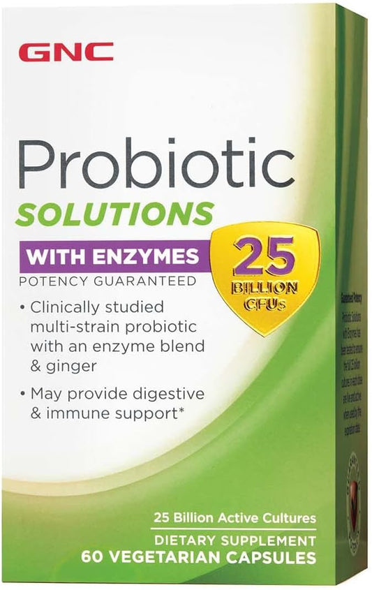 GNC Probiotic Solutions with Enzymes 25 Billion 60 Capsules