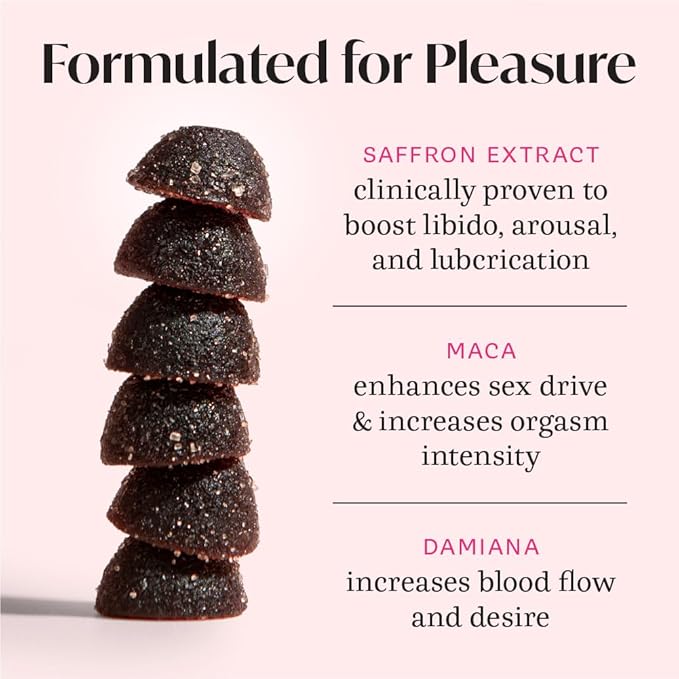 Winged Wellness Love Bites - in The Mood Organic Gluten Free, Non GMO Formula Designed by Women for Women - Stress Management + Feeling Hot Energy - 50 ct.