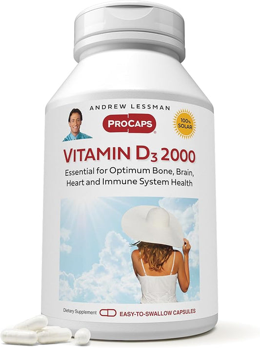 Andrew Lessman Vitamin D3 2000 IU 360 Capsules – High Potency, Essential for Calcium Absorption, Supports Bone Health, Healthy Muscle Function, Immune System and More. Small Easy to Swallow Capsules