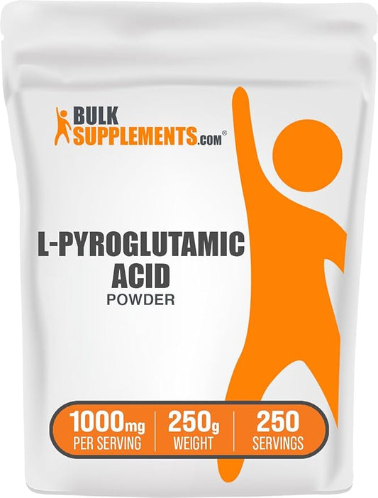 BulkSupplements.com L-Pyroglutamic Acid Powder - Pyroglutamic Acid Supplements, Amino Acid Supplement - for Well-Being, Gluten Free, 1000mg per Serving, 250g (8.8 oz) (Pack of 1)