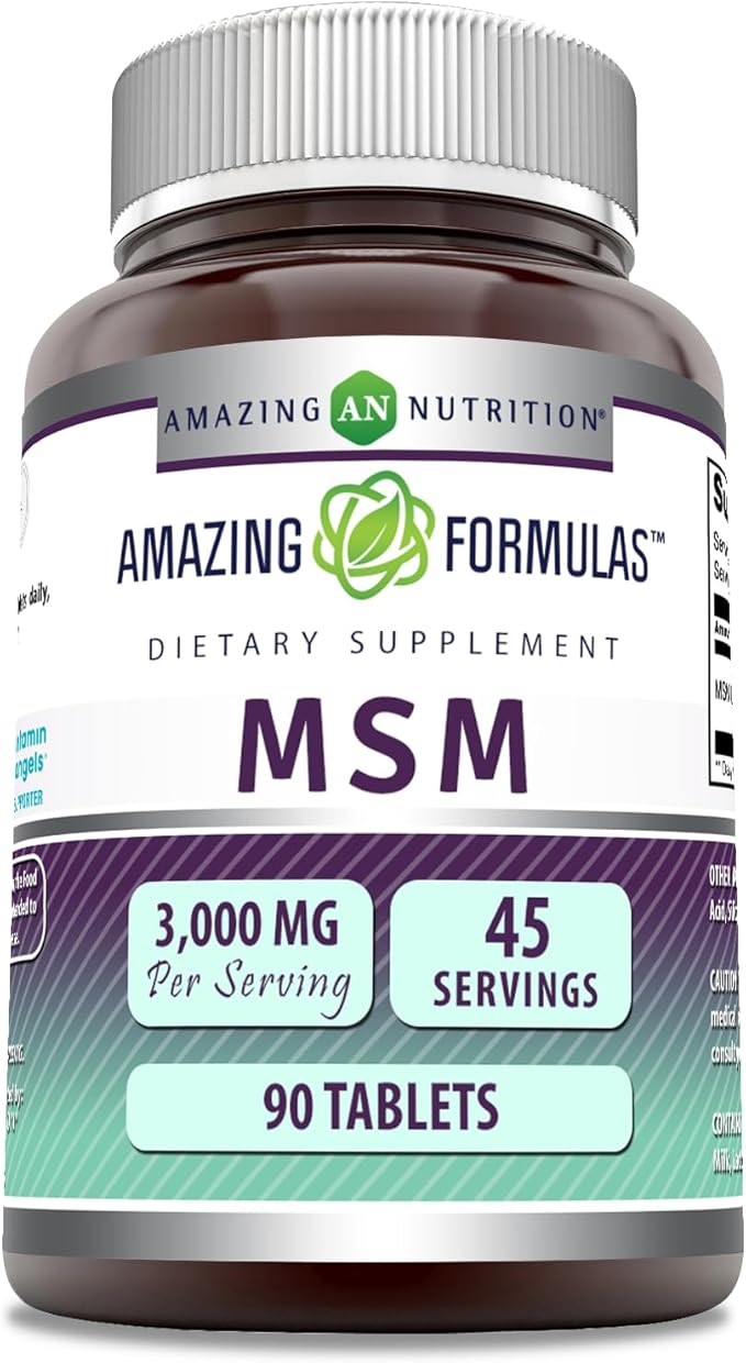 Amazing Formulas MSM (Methylsulfonylmethane) Tablets 3000 Mg (90 Count)