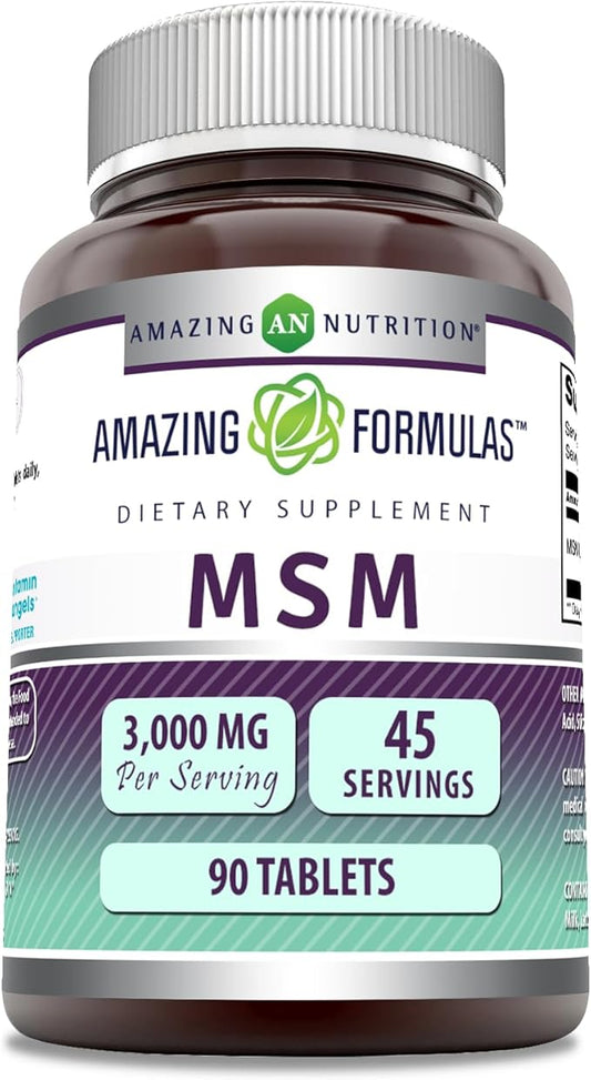 Amazing Formulas MSM (Methylsulfonylmethane) Tablets 3000 Mg (90 Count)