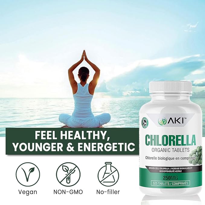 AKI Chlorella Superfood Supplement Tablets (525) B12, Iron,