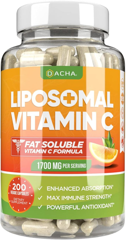 DACHA Natural Liposomal Vitamin C 1700mg, 200 200 Capsules,