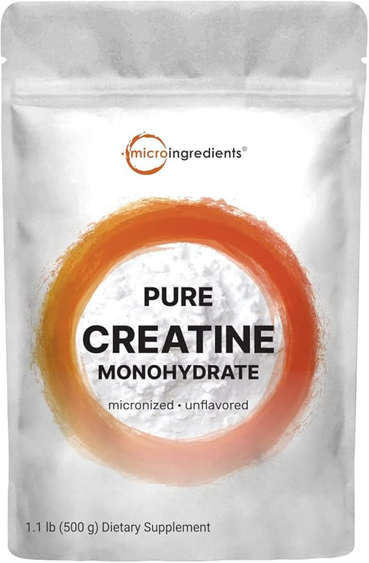 Creatine Monohydrate Powder 500 Grams (1.1 Lb), 5000mg Per Serv, Micronized Creatine Powder, Unflavored, Pure, No Filler, Keto & Vegan, Easy Dissolve Pre Workout Creatine for Women and Men