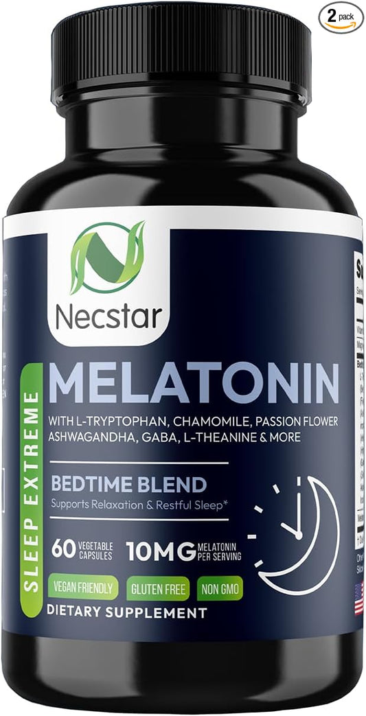 Necstar Sleep Aid, Sleep Support Supplement 10mg, with 60 Vegan