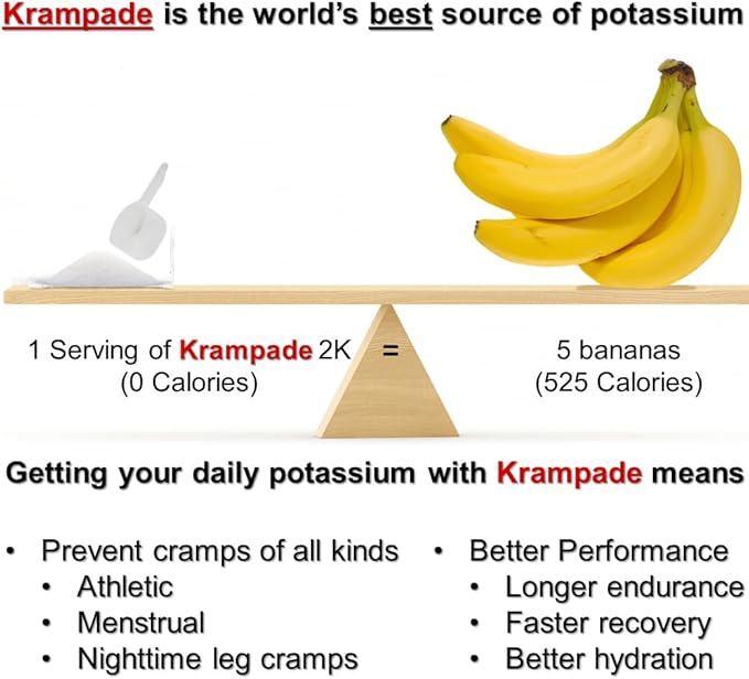 Electrolytes Powder Potassium Supplement - 2000 mg K+, >2X More Than Coconut Water | Cramp Relief and Prevention | Hydration Powder (Lemon Lime)