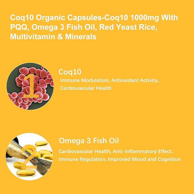 Coq10 1000mg PQQ Omega 3 Fish D3 K2 K2 &