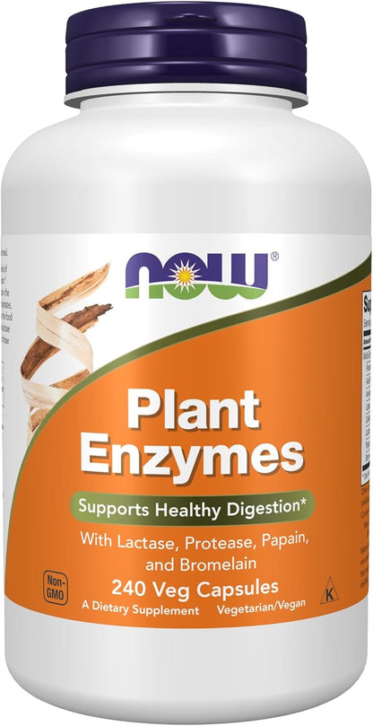NOW Supplements, Plant Enzymes with Lactase, 240 Veg