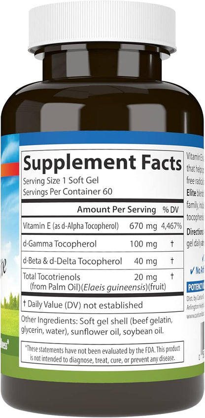 Carlson - E-Gems Elite, 1000 IU (670 mg) 60 Softgels