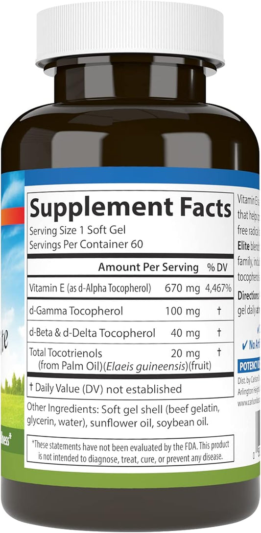 Carlson - E-Gems Elite, 1000 IU (670 mg) 60 Softgels