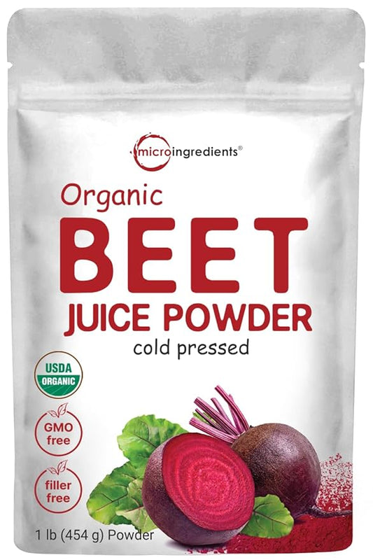 Micro Ingredients Organic Beet Root Powder, 1 Pound, Cold Pressed and Water Soluble, Beet Juice Pre-Workout Concentrated Powder, Energy & Immune System Support, Non-GMO