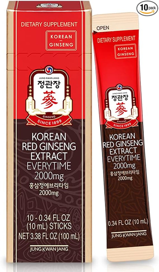 JungKwanJang Ginseng Everytime Extract Stick 2000mg, Brain 10 Count