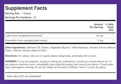 Piping Rock Lutein 40mg with Zeaxanthin 90 Softgels