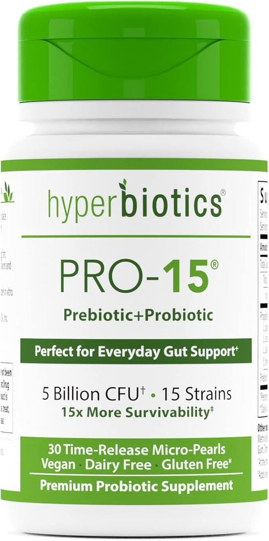 Hyperbiotics Pro 15 Vegan Probiotic Supplement 15 Diverse 30 Count