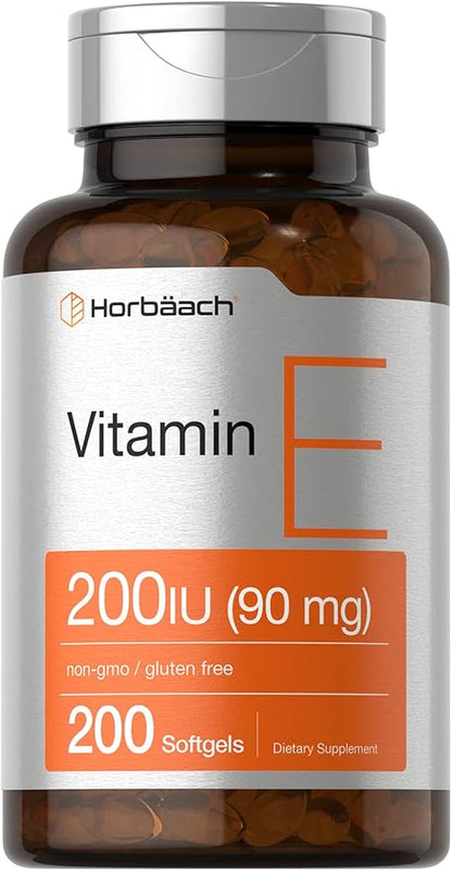 Horbäach Vitamin E Supplement 200 IU (90 mg) 200 Softgel