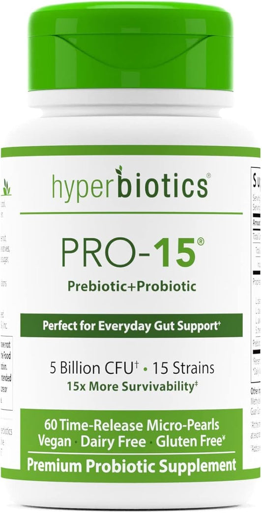 Hyperbiotics Pro 15 Vegan Probiotic Supplement 15 Diverse 60 Count
