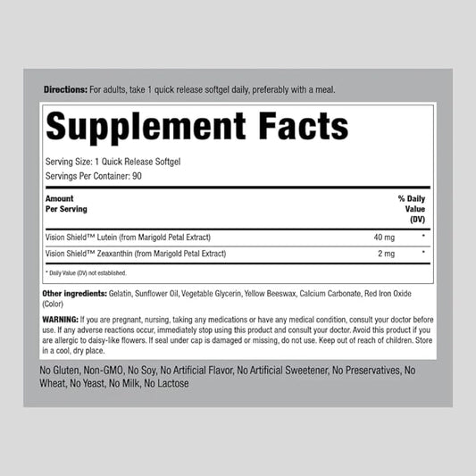 Piping Rock Lutein 40mg with Zeaxanthin 90 Softgels