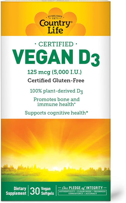 Country Life Vegan D3, 30 Count
