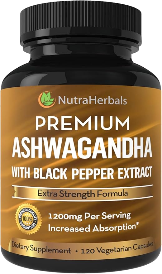 Ashwagandha Supplement Made with Premium Ashwaganda 1200mg with 120 Vegi