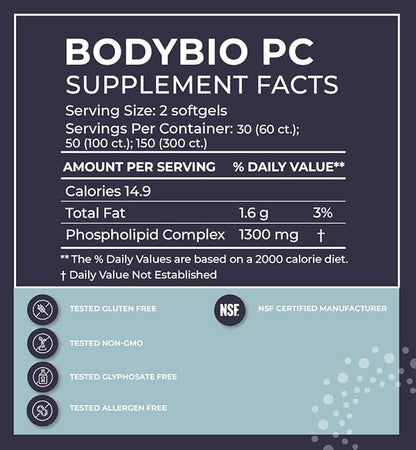 BodyBio Phospholipid Complex 100 Softgels