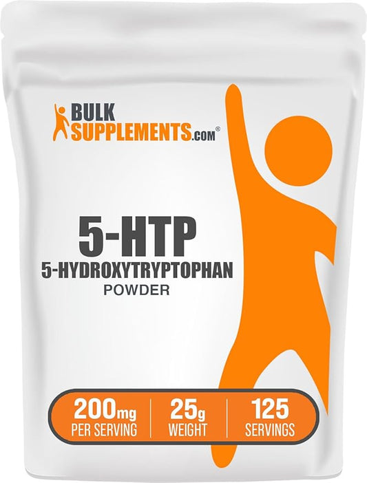 BulkSupplements.com 5-HTP Powder - 5-Hydroxytryptophan, 5 HTP Supplement - 5-HTP 200mg, Mood Support Supplement - Gluten Free, 200mg per Serving, 25g (0.88 oz) (Pack of 1)