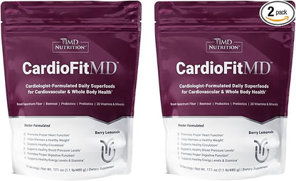 1MD Nutrition CardioFitMD - Vegan Beets Superfood Keto-Friendly Heart Health Powder - Fiber Nutritional Supplement Drink - 30 Servings (2-Pack)