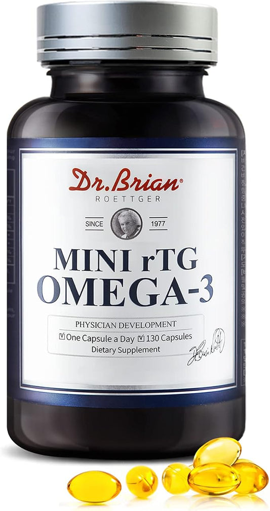 Dr.Brian Fish Oil Supplement 130 softgel, 3 Fish 500mg rTG Omega-3 Support