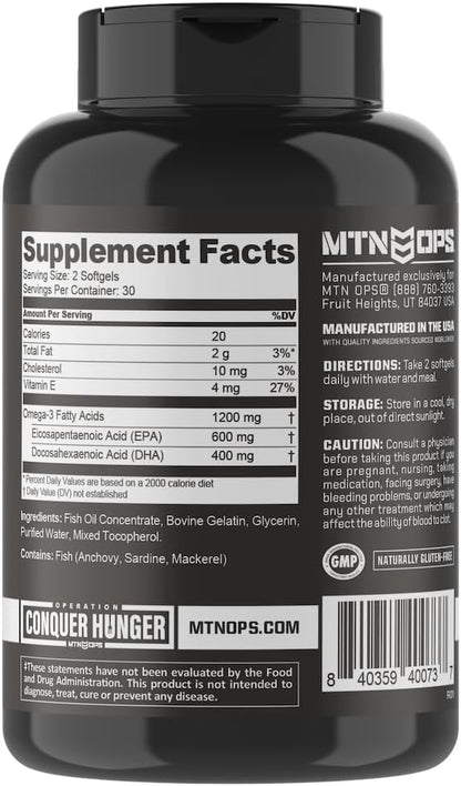 MTN OPS Omega 3 Fish Oil 1000mg Fatty 30 Servings