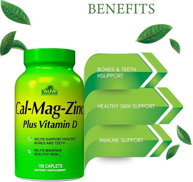 Calcium Magnesium Zinc Plus Vitamin D 100 Caplets