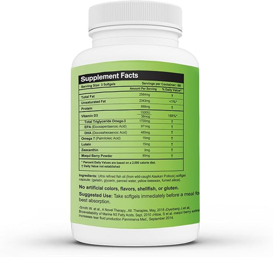 Ultra Dry Eye TG Omega-3, Omega-7, Omega-7, Maqui D3 (2 (2 Month