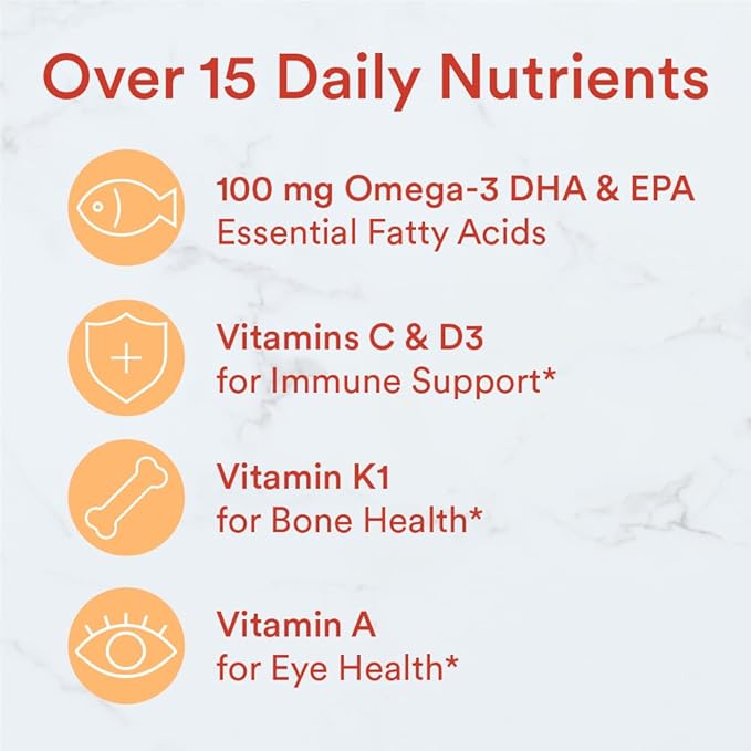 SmartyPants Kids Multivitamin Gummies: Omega 3 D3, C, B12, B6, B6, Vitamin 120 Count (30 Day