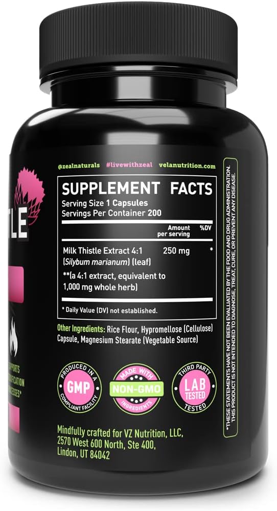 Milk Thistle Extract 1000mg Capsules 200 Servings 3rd Party