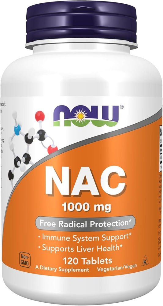NOW Supplements, NAC (N-Acetyl-Cysteine) 1,000 mg, 120 Tablets