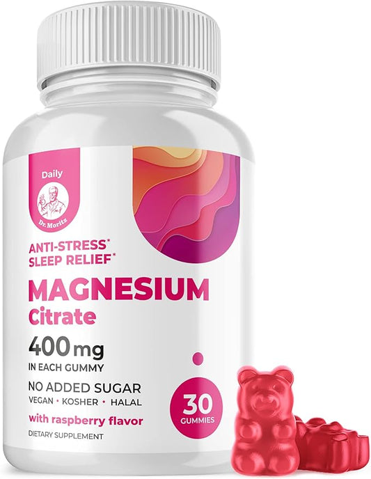 DR. MORITZ Magnesium Gummies Sugar-Free - Calm Magnesium Gummies Supplement for Children, Sugar-Free Magnesium Calm Chews for Kids & Adults (30 Count)