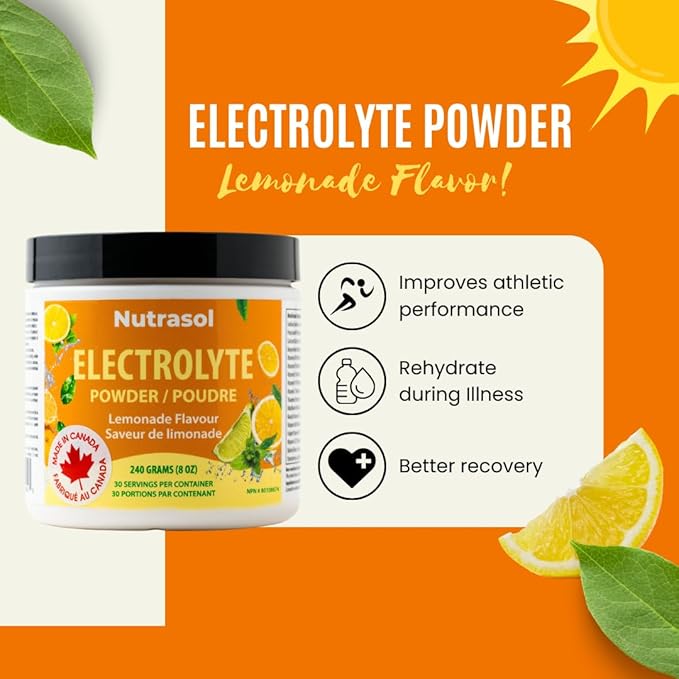 Advance Electrolytes w/Key Nutrients, Minerals & Vitamins | Antioxidant | Pre&Post Workout Hydration Solution | Boost Energy | Helps Body Hydrate During Physical Activities | Made in Canada