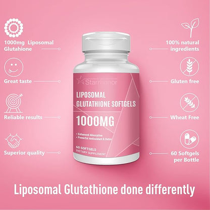 Liposomal Glutathione Softgels 1500MG, Reduced Glutathione 60 Softgels